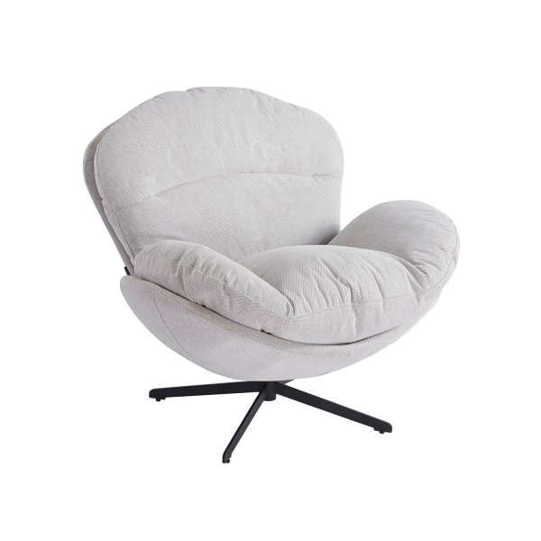 Fauteuil Cocoon gris, enveloppant et confortable avec tapisserie douce